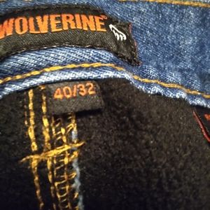 Wolverine fleeced lined carpenter dark wash Jeans sz40x32 hammer loop denim